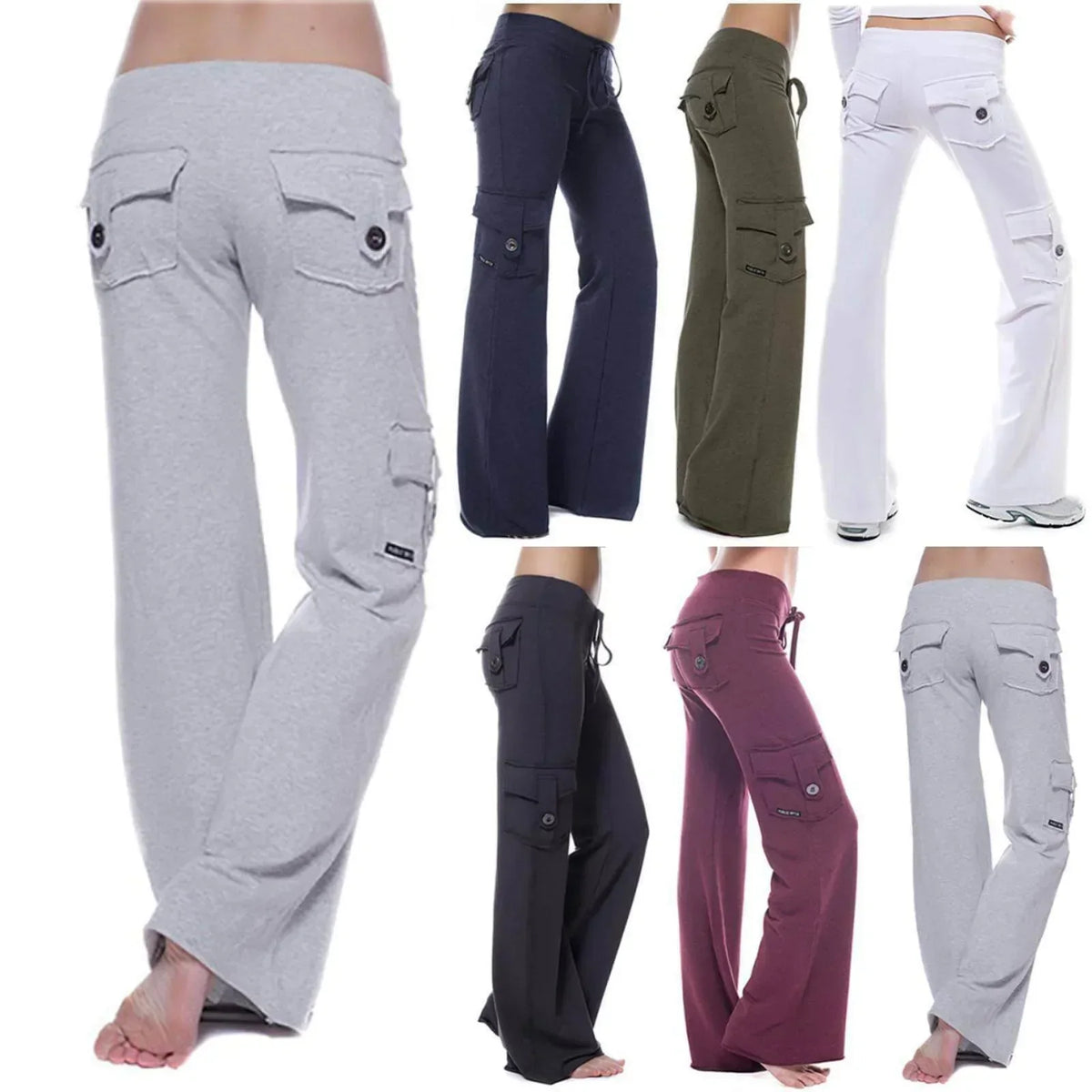 Women's Bootcut Cargo Trousers with Pockets