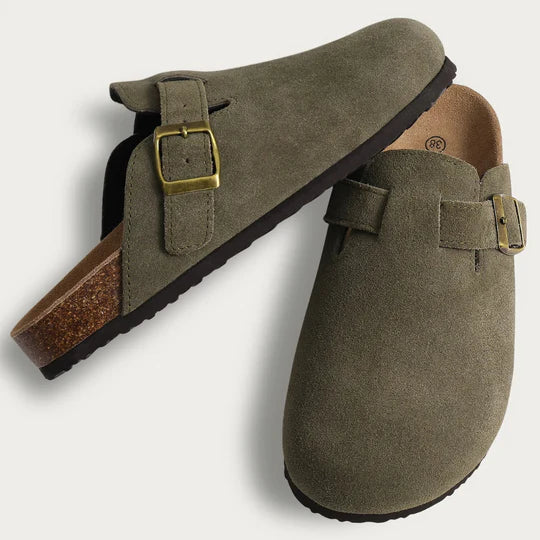 Women's Buckle-Detail Cork Sole Clogs