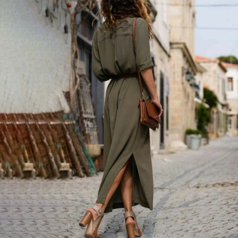 Women's Button-Down Shirt Midi Dress