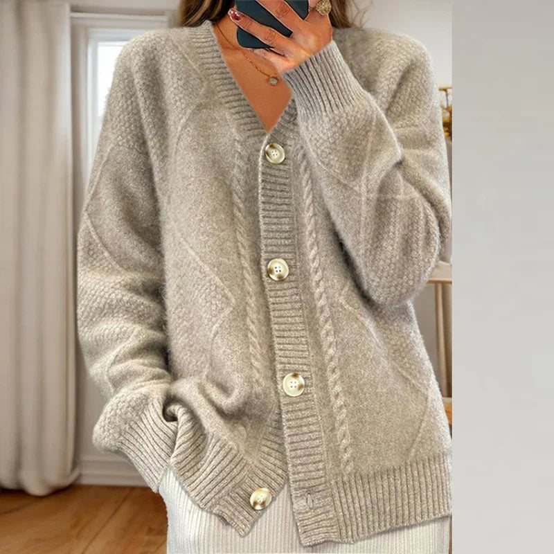 Women's Button-Down V-Neck Cardigan