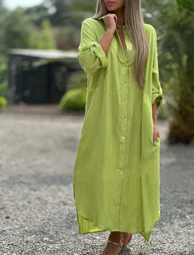 Women's Button-Up Maxi Shirt Dress