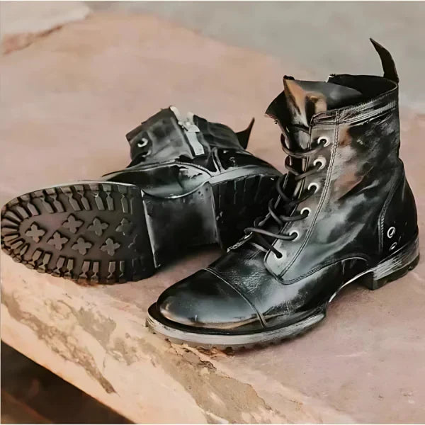 Women's Cap Toe Lace-Up Leather Boots
