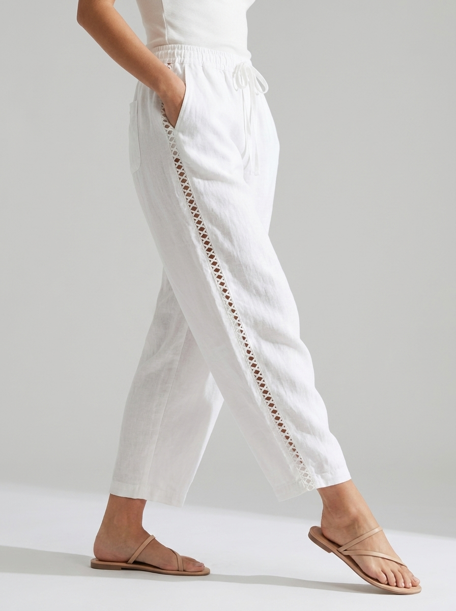 Women's Cutwork Wide-Leg Pants