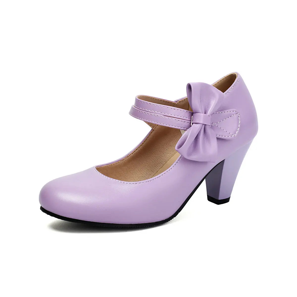 Women's Elegant Bow Accent Block Heel Pumps