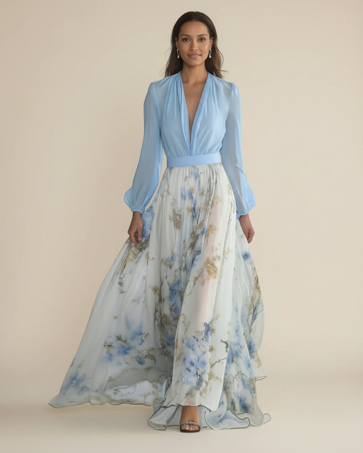 Women's Floral A-Line Maxi Dress