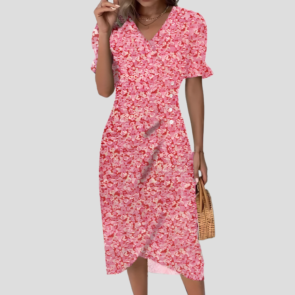 Women's Floral Print Wrap Midi Dress