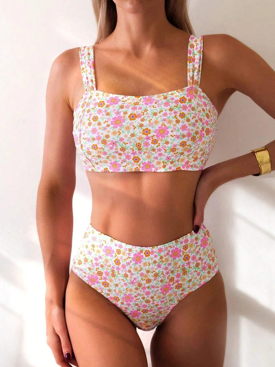 Women's High-Waisted Floral Print Bikini Set