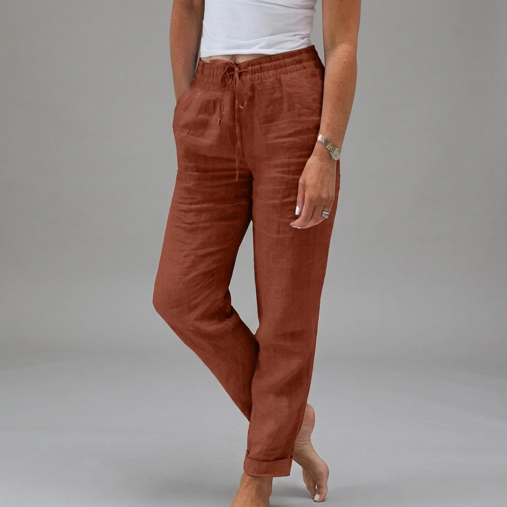 Women's High-Waisted Trousers with Elastic Waistband