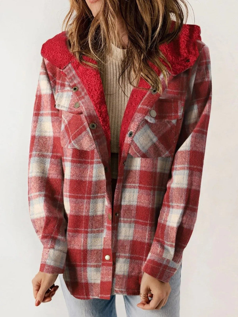 Women's Hooded Plaid Jacket