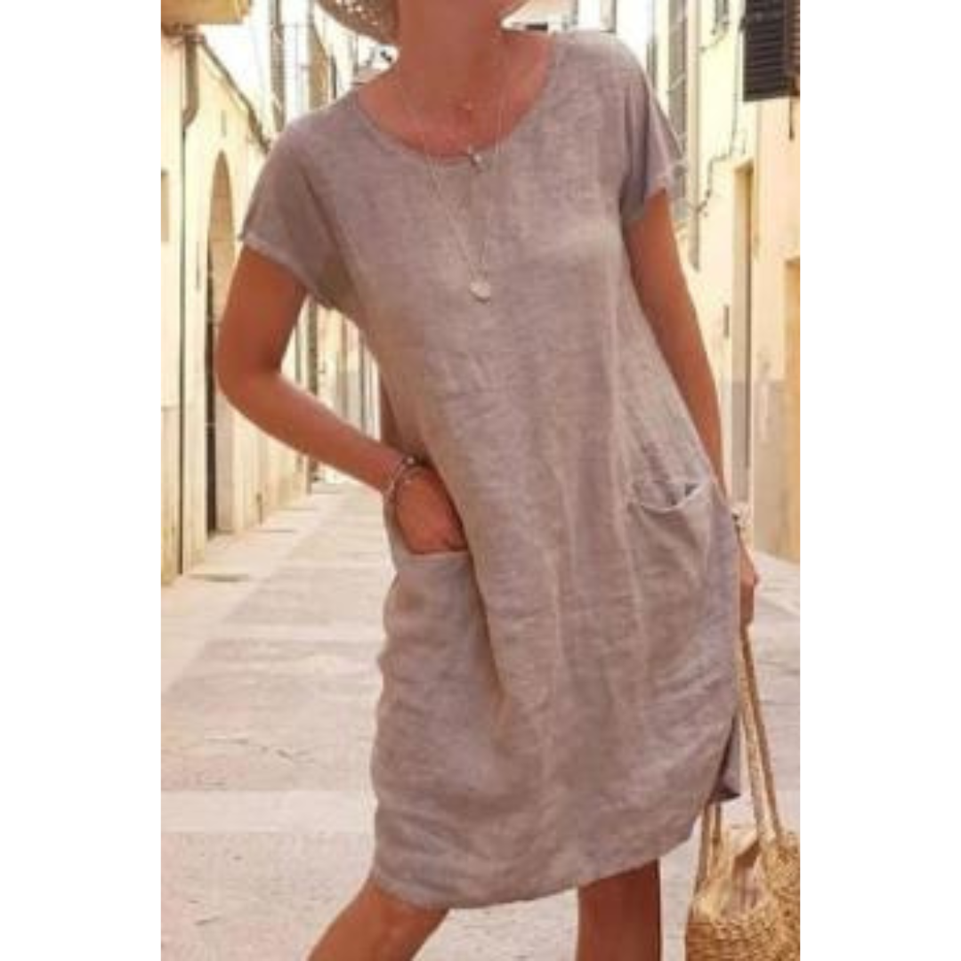 Women's Knee-Length Casual Dress with Pockets