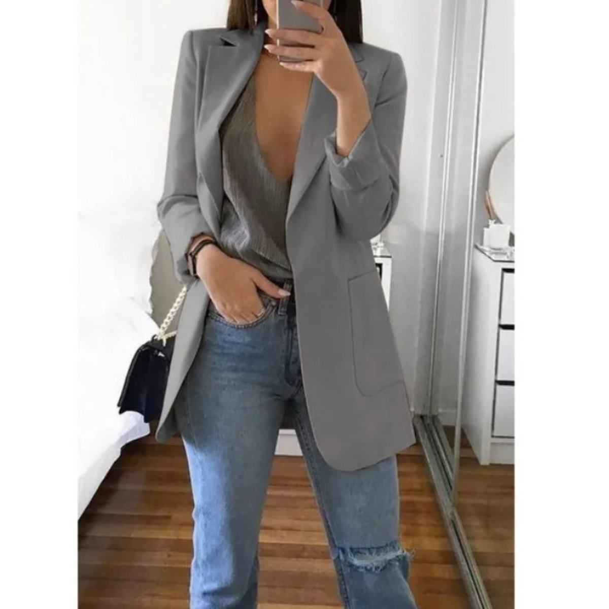 Women's Long Sleeve Notched Lapel Blazer