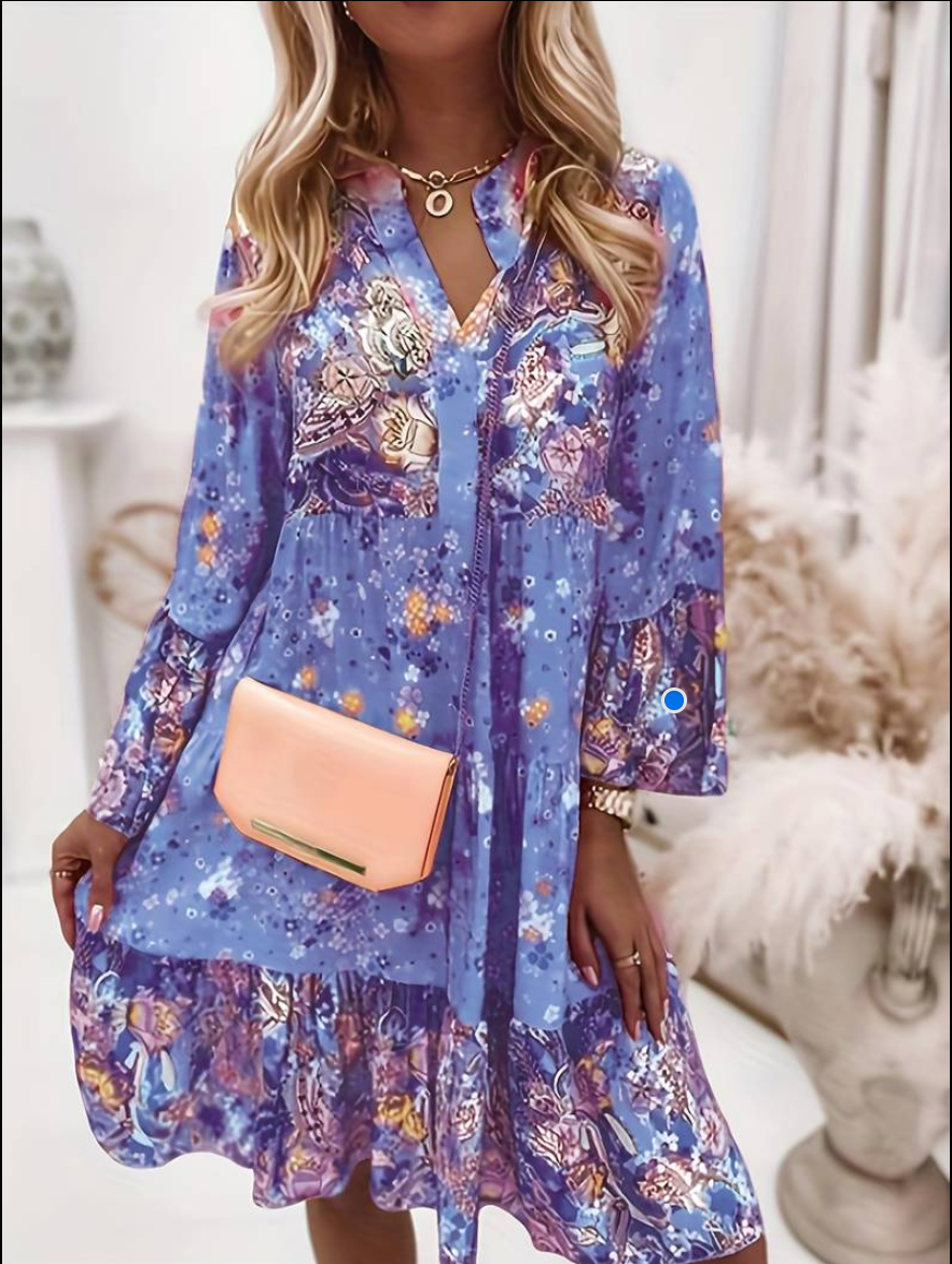 Women's Long Sleeve Tiered Mini Dress