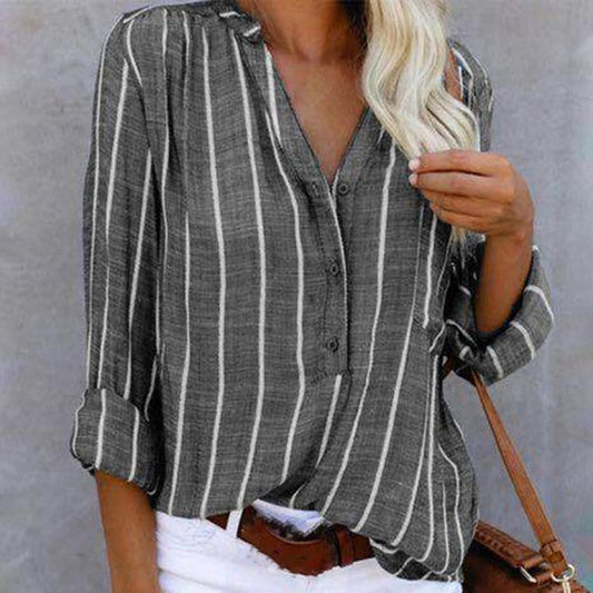 Women's Long-Sleeved Striped Blouse