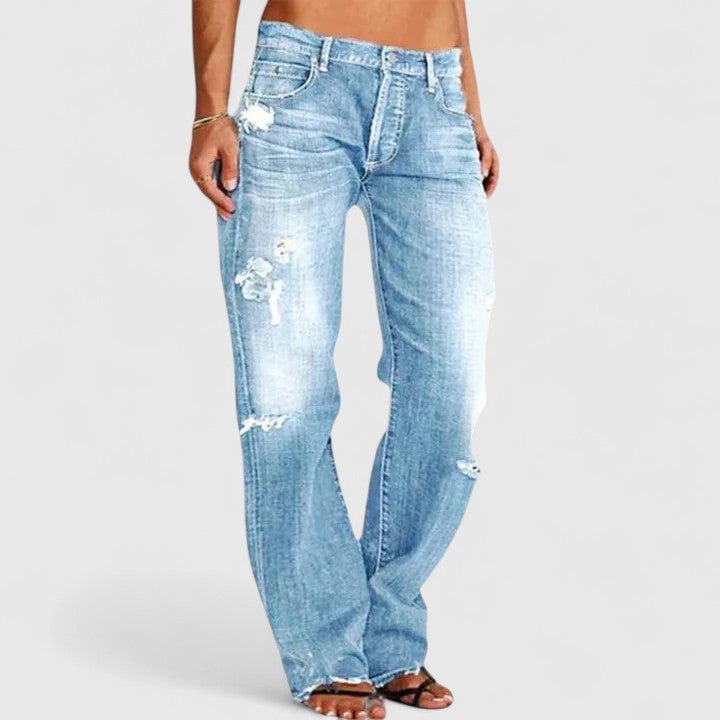 Women's Low-Rise Distressed Straight-Leg Jeans