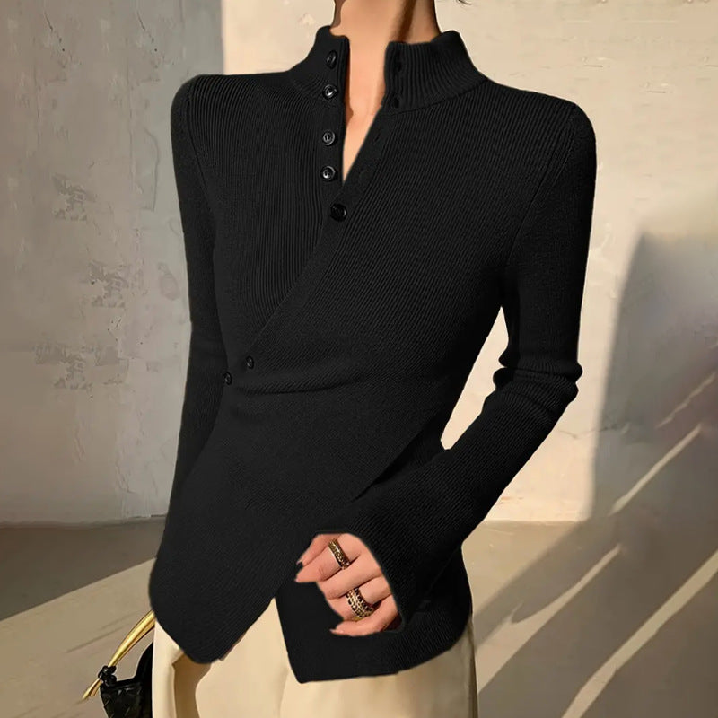 Women's Mock Neck Wrap Sweater
