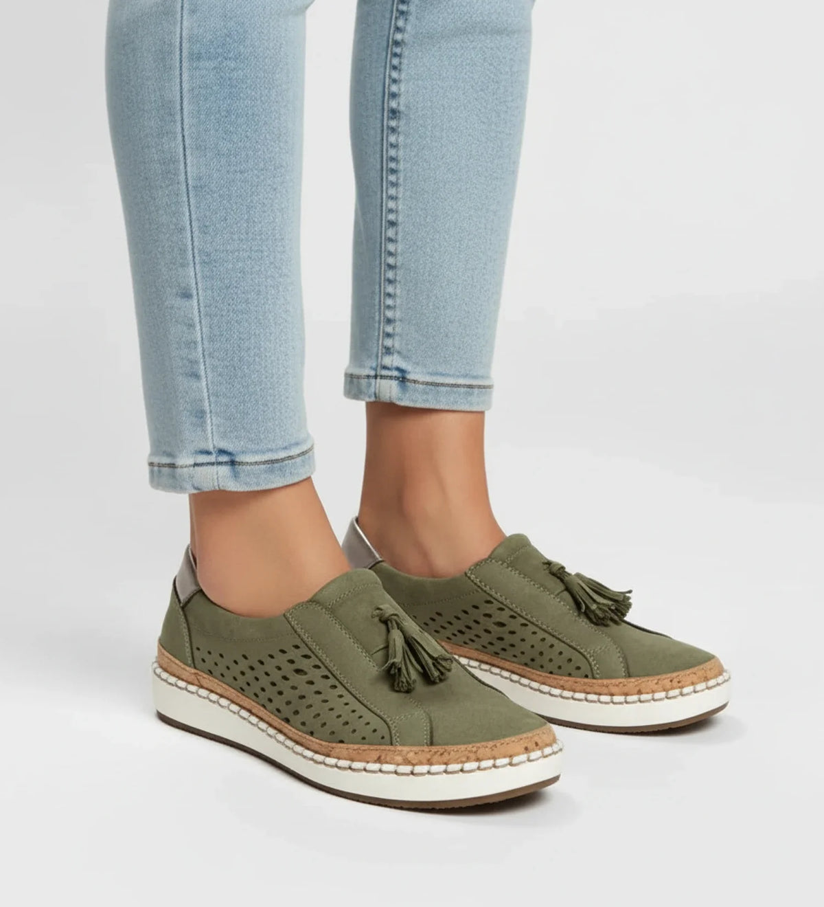 Women's Perforated Slip-On Tassel Loafer Sneakers
