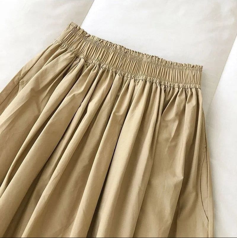 Women's Pleated A-Line Midi Skirt – Comfortable Elegance