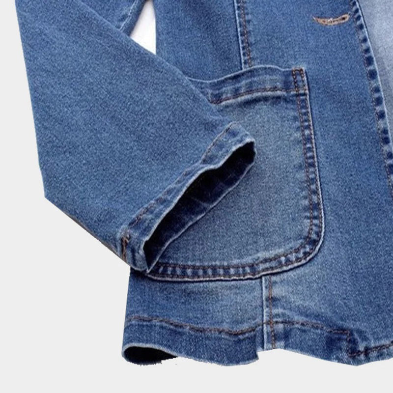 Women's Refined Denim Lapel Blazer