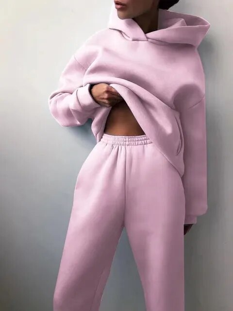 Women's Relaxed Fit Hoodie & Sweatpants Loungewear Set