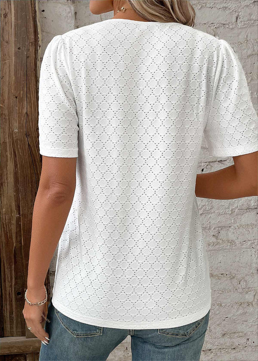 Women's Short Sleeve Button-Down Blouse