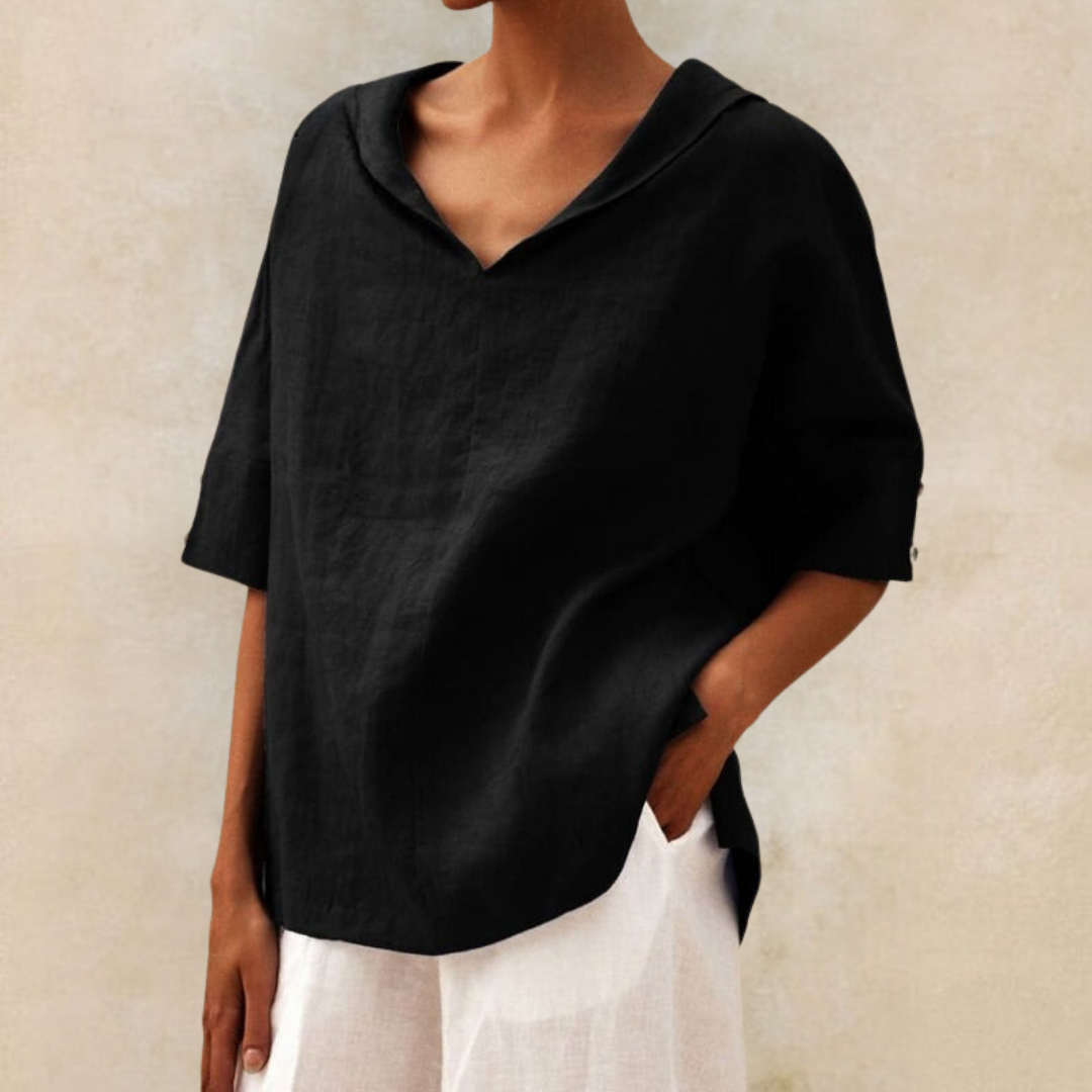 Women's Short-Sleeved Collared Blouse