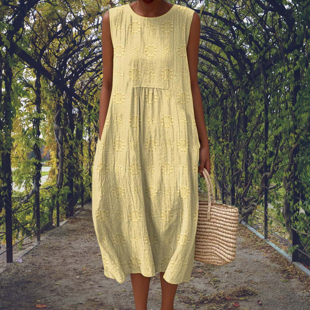 Women's Sleeveless Cotton A-Line Midi Dress