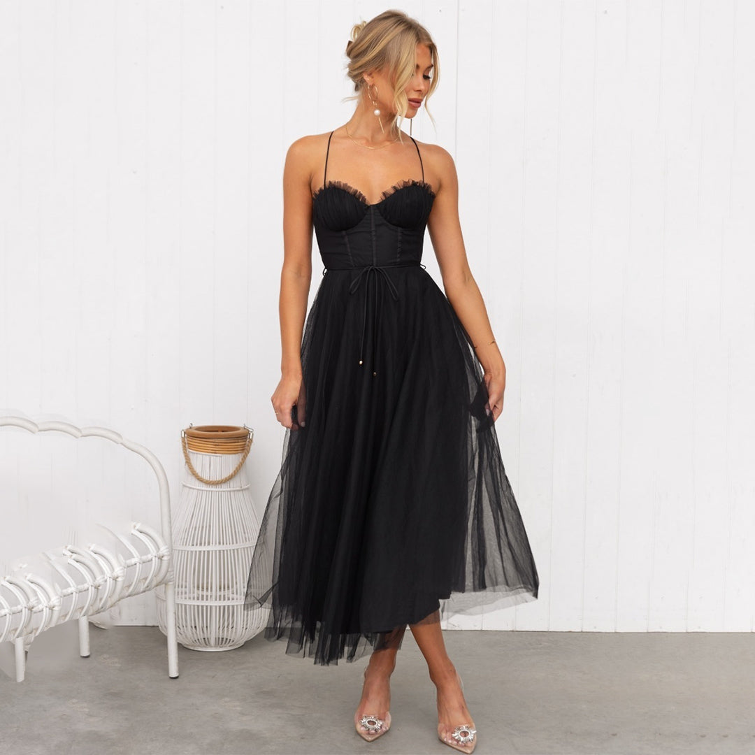 Women's Spaghetti Strap A-Line Midi Dress