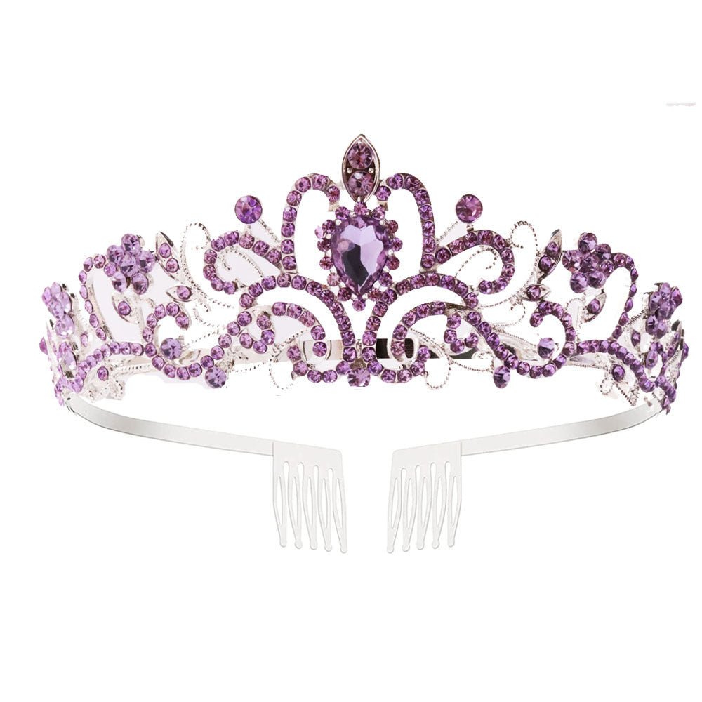 Women's Sparkling Crystal Tiara with Filigree Design Crown