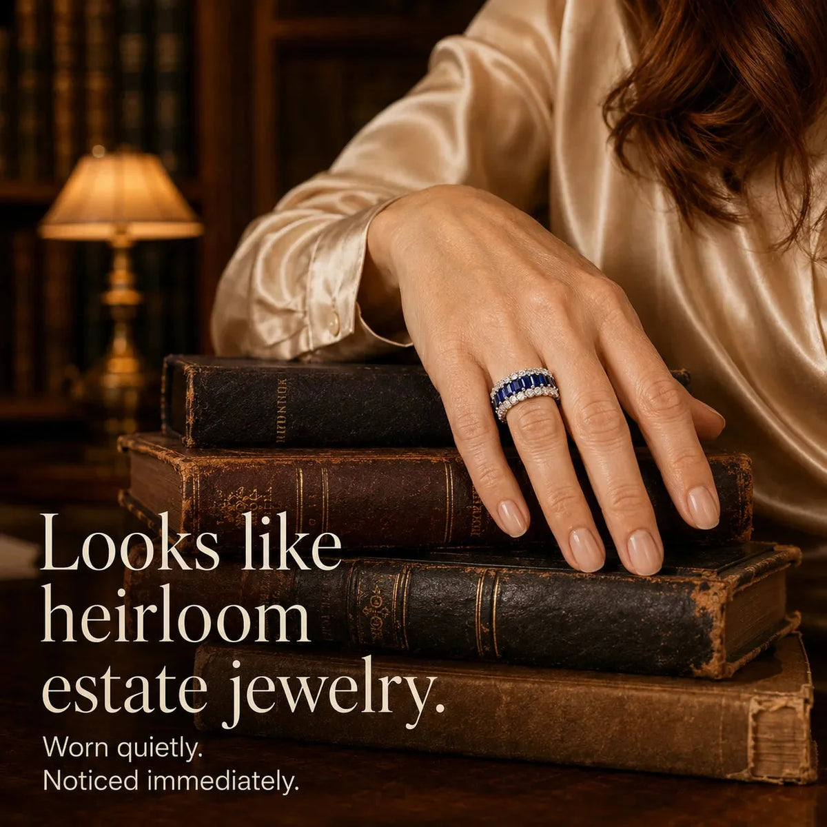 Women's Triple-Row Sapphire-Look Eternity Band Ring
