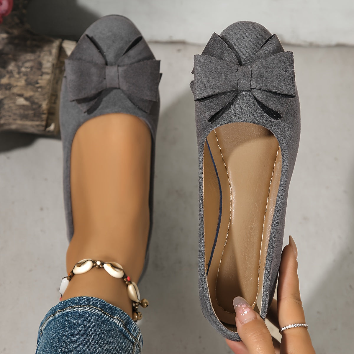 Women's Wedge Shoes with Bow Detail