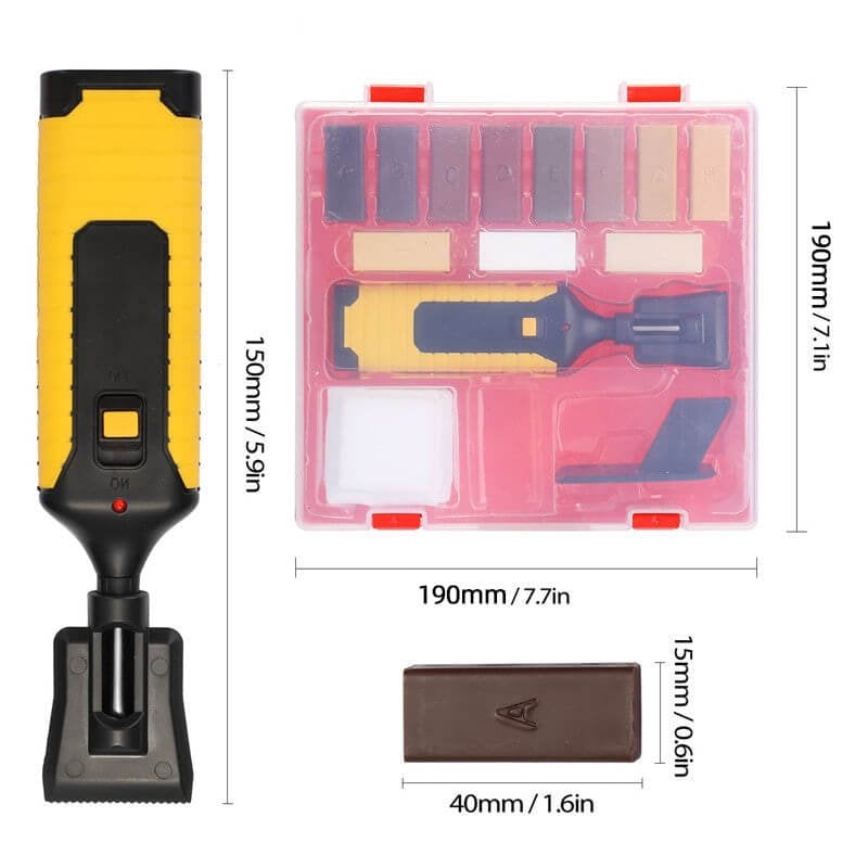 Wood Surface Repair Kit with 11 Wax Blocks & Heat Pen for Furniture, Floors & Cabinets
