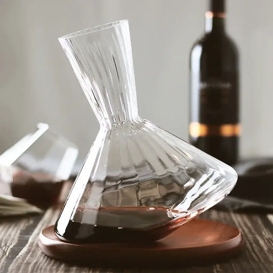 1.5L Rotating Crystal Carafe - 360° Rotating Decanter for Wine, Whiskey, and Champagne