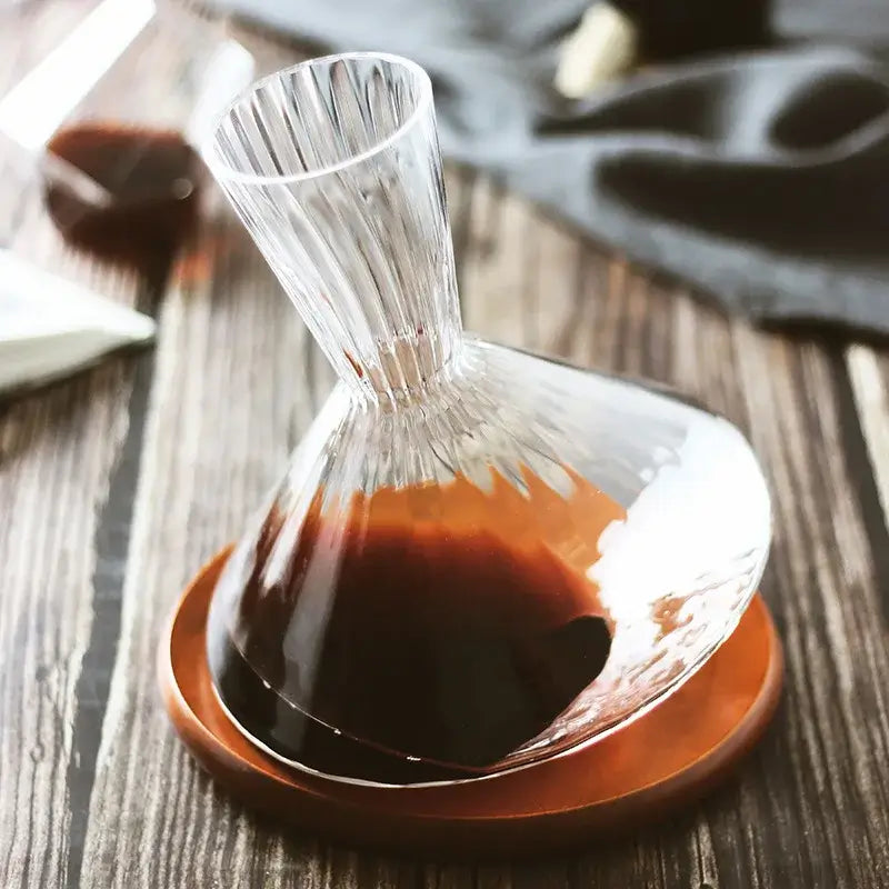 1.5L Rotating Crystal Carafe - 360° Rotating Decanter for Wine, Whiskey, and Champagne