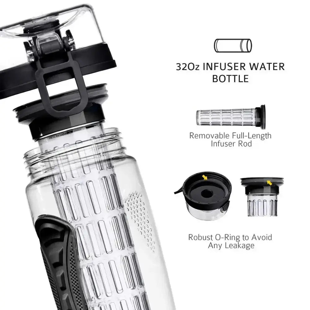 1 Litre Water Bottle with Fruit Infuser and Time Tracker