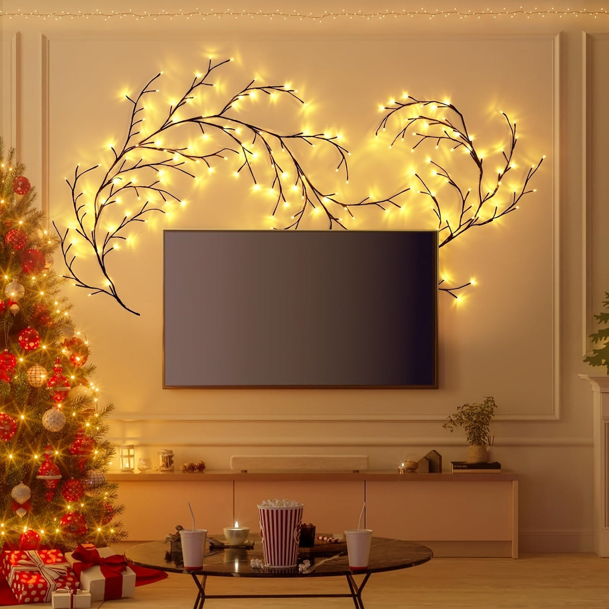 1 Piece Flexible Willow Branch Lights with 72/96 LEDs and 8 Lighting Modes