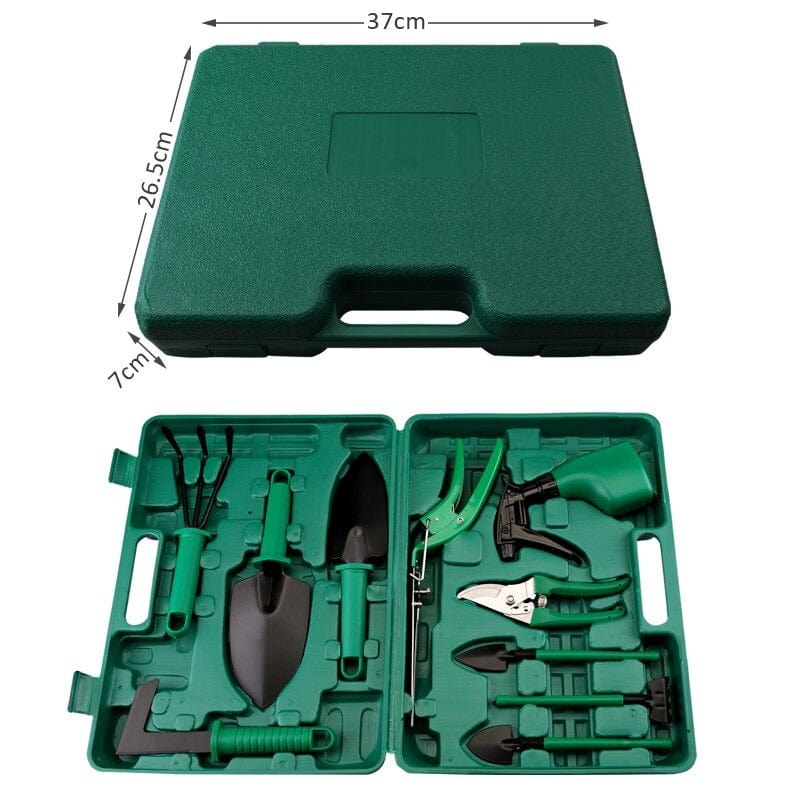 10-Piece Stainless Steel Garden Tool Set with Carrying Case