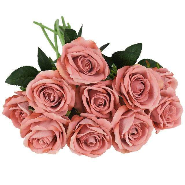 10 Silk Roses