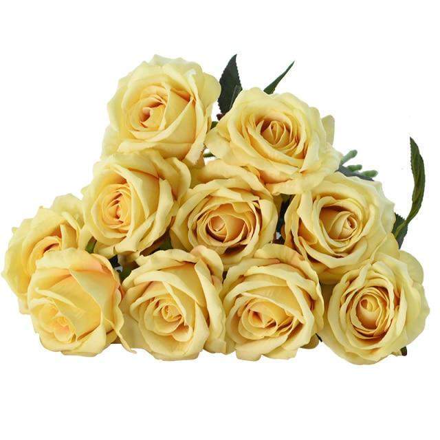 10 Silk Roses