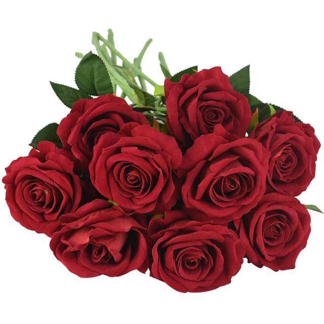 10 Silk Roses