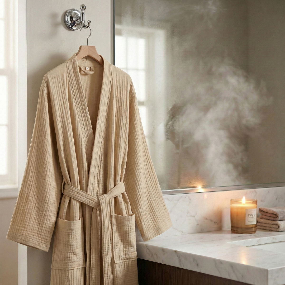 100% Cotton Muslin All-Season Bathrobe