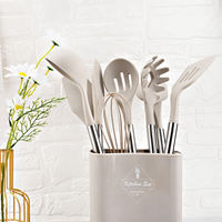 12-Piece Silicone and Stainless Steel Kitchen Utensil Set with Holder