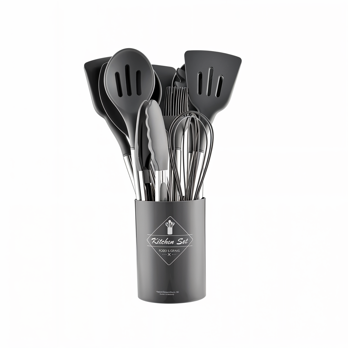 12-Piece Silicone and Stainless Steel Kitchen Utensil Set with Holder