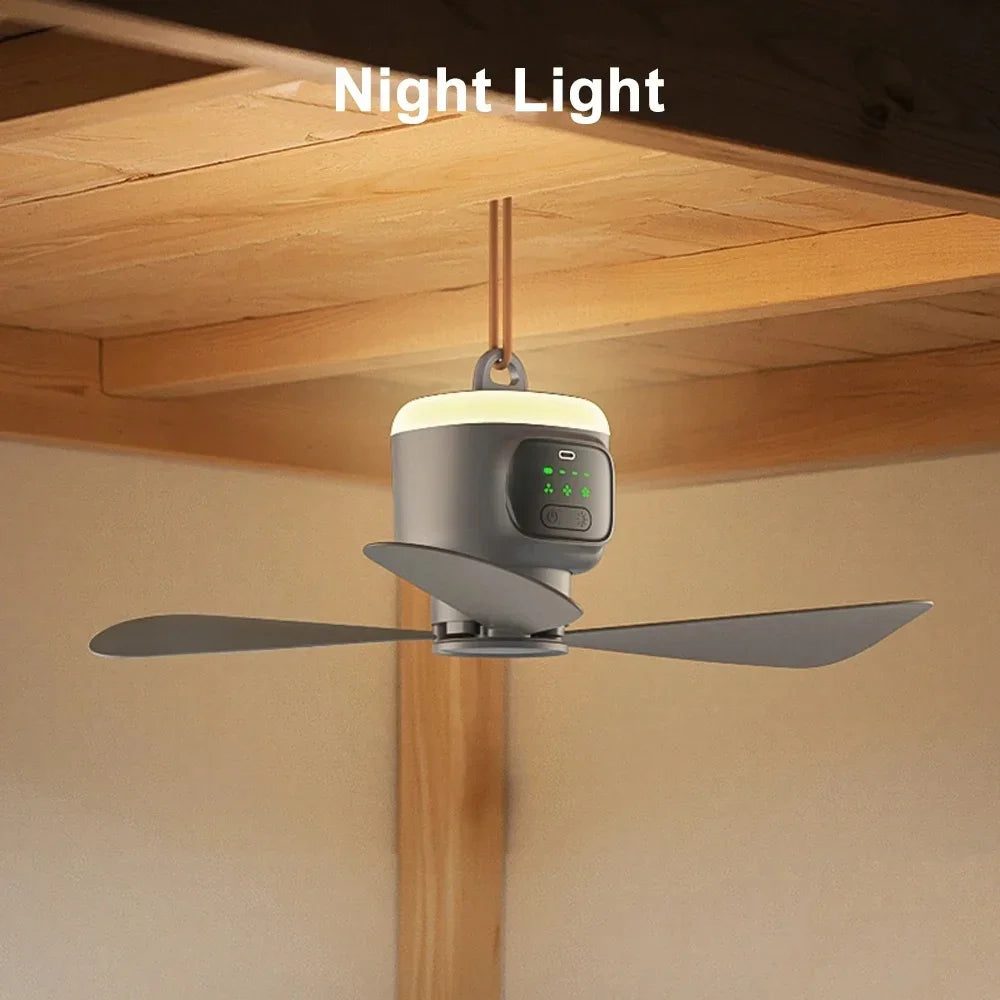 12000 MAh Portable Ceiling and Camping Fan – Outdoor Air Circulator and Cooling Fan for Tents