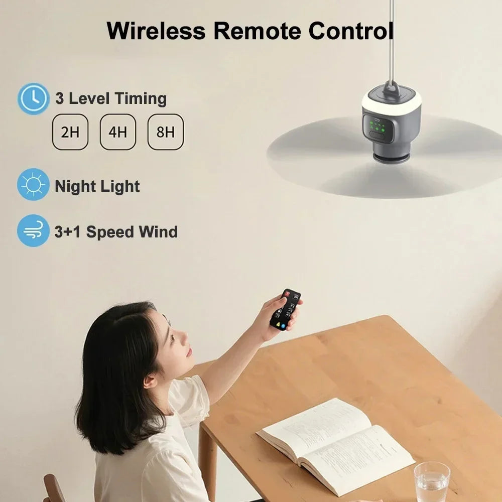 12000 MAh Portable Ceiling and Camping Fan – Outdoor Air Circulator and Cooling Fan for Tents