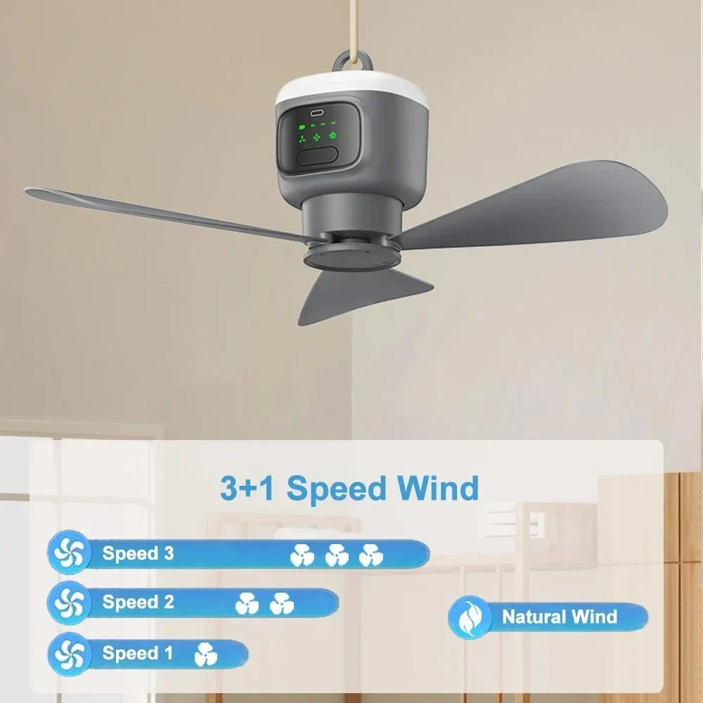 12000 MAh Portable Ceiling and Camping Fan – Outdoor Air Circulator and Cooling Fan for Tents