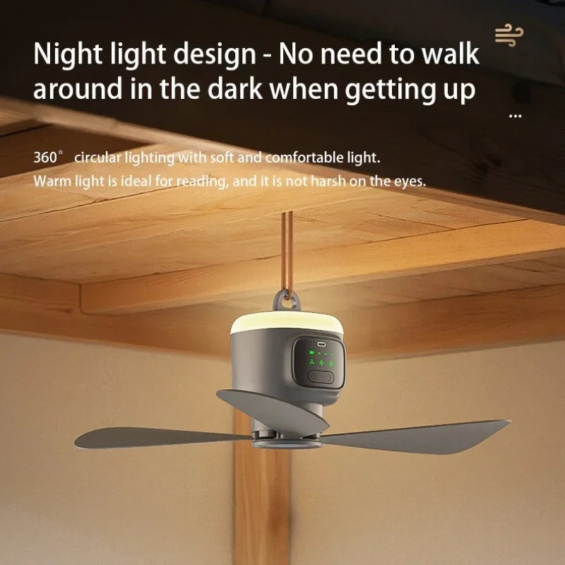 12000 MAh Portable Ceiling and Camping Fan – Outdoor Air Circulator and Cooling Fan for Tents