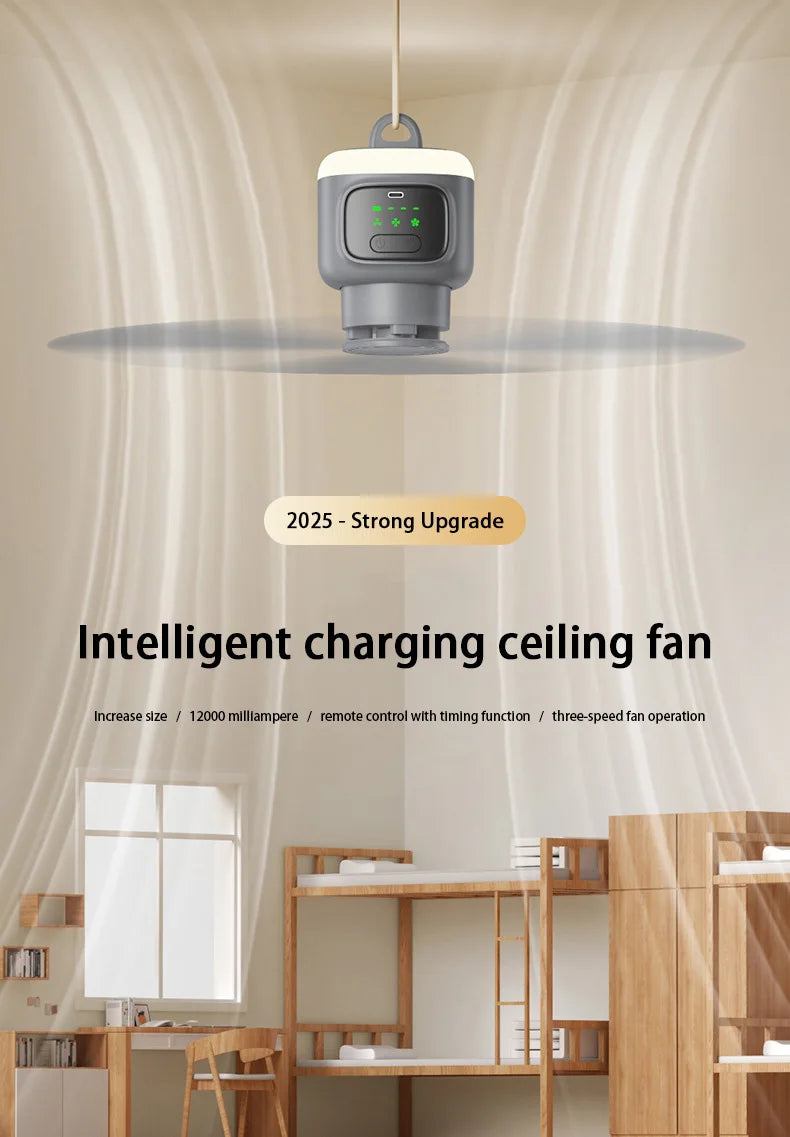 12000 MAh Portable Ceiling and Camping Fan – Outdoor Air Circulator and Cooling Fan for Tents