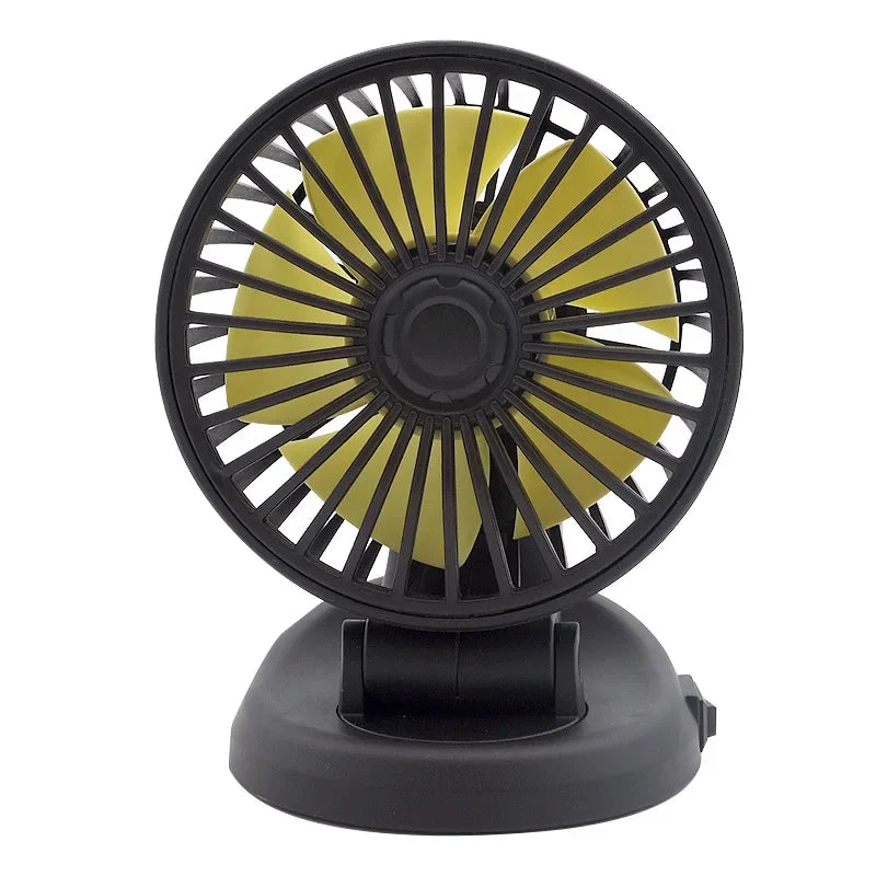 12V/24V/5V Compact & Rotating Car Fan with USB or Cigarette Lighter Plug - For Cars, Trucks, SUVs, RVs & Office