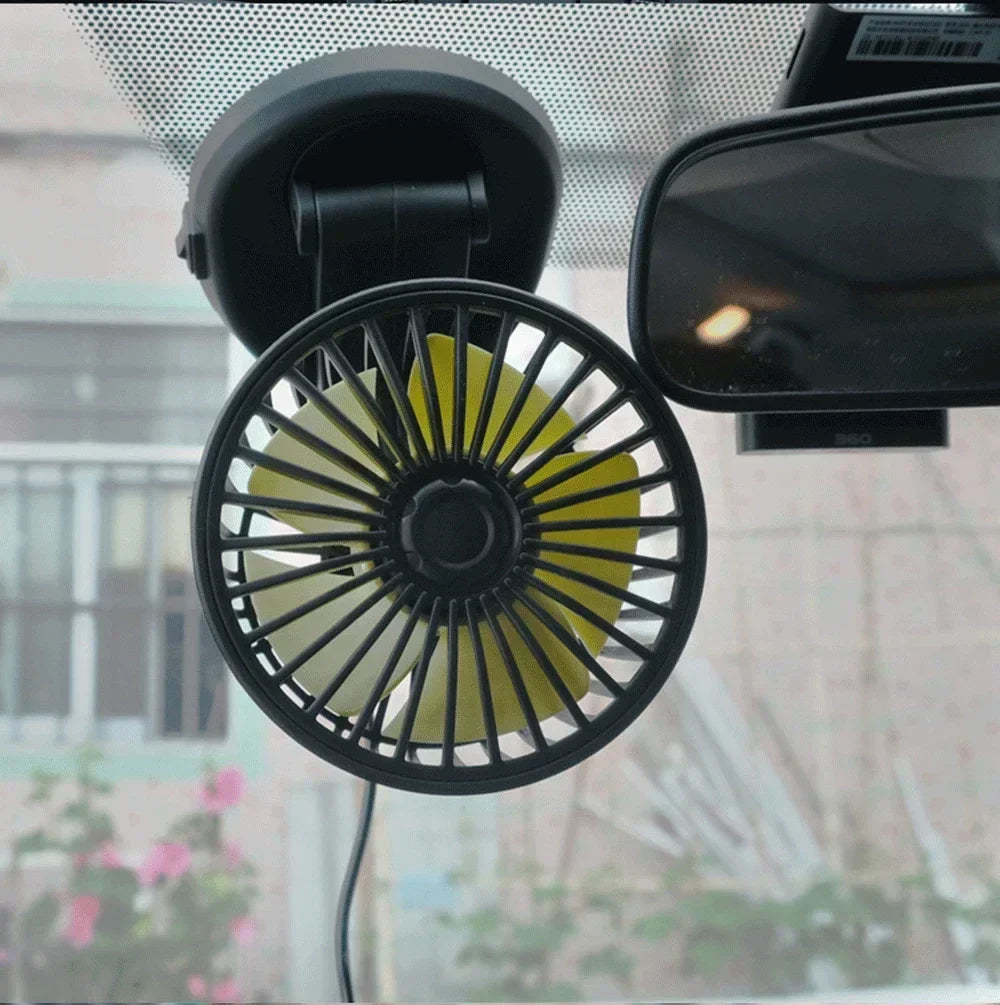 12V/24V/5V Compact & Rotating Car Fan with USB or Cigarette Lighter Plug - For Cars, Trucks, SUVs, RVs & Office