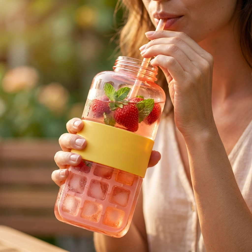 2-In-1 Ice Cube Bottle — Fill, Freeze & Press